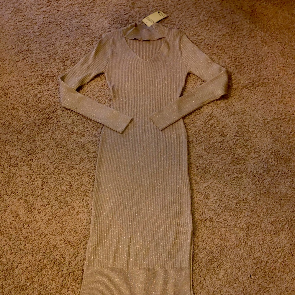 Tan/Gold Sweater Dress